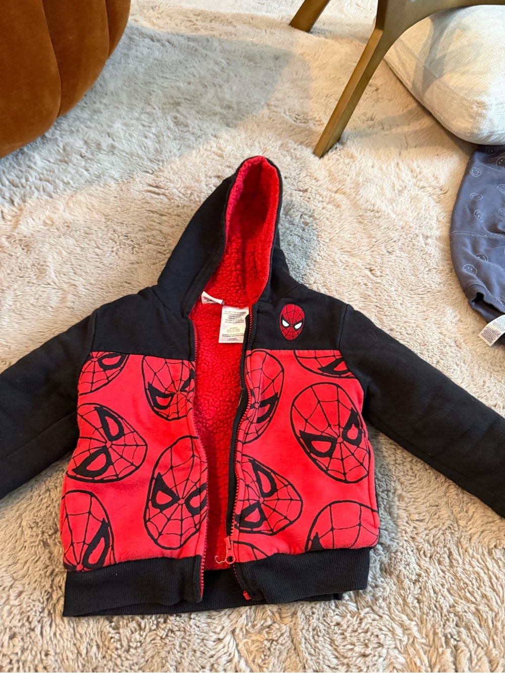 Marvel Red & Black Spider-Man super fluffy soft Kids Hooded Jacket